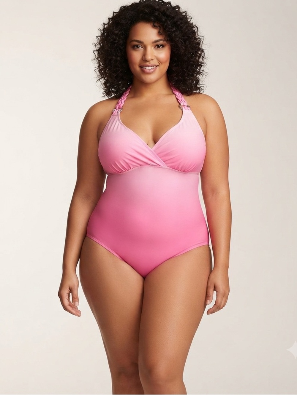New Vintage Torrid sz 1 Pink Ombre Halter Swimsuit 1X Y2K Flawed